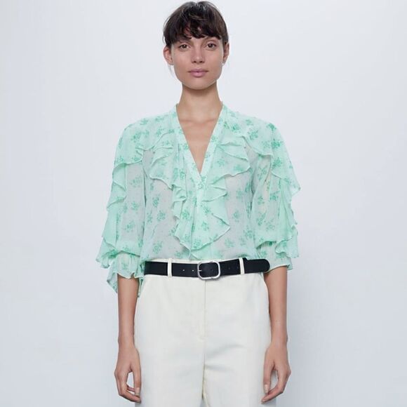 ZARA RUFFLED SHIRT  - Picture 4 of 12